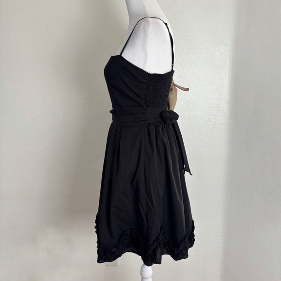 Sidecca Korea Black Rosette Hem Mini Dress – Y2K Babydoll Vibes - Picture 4 of 8